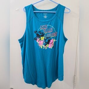 Torrid Teal Graphic Tank Top - No Bad Vibes